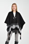 Wave Patterned Tasseled Knitwear Poncho - Oversized Women's Poncho with Fisherman Stitching, Stylish Shawl Poncho for Outerwear - 4