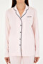 Modal & Cotton, Long Sleeve, Front Buttoned, Women's Pajama Set, Powder - 3