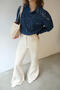 Shirt with Embroidery on the Shoulder and Denim Effect - 5
