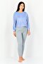 Women Crew Neck Textured Long Sleeve Sleepwear, Light Blue - 3