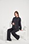 Maternity Side Zipper Hooded Wide Leg Modal Tracksuit Set Smoke