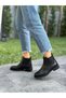 Black Leather Elastic Women's Casual Boots - 3