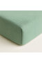 Muslin Fitted Sheet – 60X120 for Baby Bed |   100% Natural Cotton, Green - 2