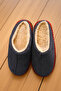 Women's Anthracite Gray House Slippers. Colorful Scalloped Patterned Slippers with Fur Inside. - 6