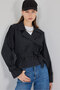 Women's Belted Short Trench Coat 5970 - Black - 5