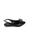 Yazkish Women's Black and White Leather Tulle Bow Front Closed Back Ballerinas - 2