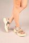 100% Genuine Leather Double Buckle Thick Sole Sandals Gold - 3