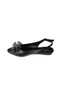Yazkish Women's Black and White Leather Tulle Bow Front Closed Back Ballerinas - 3