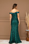 Sequin Sequin Boat Neck Long Evening Dress - Emerald Green - 8