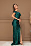 Sequin Sequin Boat Neck Long Evening Dress - Emerald Green - 7
