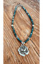 Glass Bead Necklace with Rose Motif - 2
