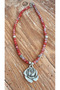 Glass Bead Necklace with Rose Motif - 2