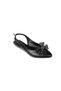Yazkish Women's Black and White Leather Tulle Bow Front Closed Back Ballerinas
