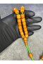 High-End Old Crimped Amber Prayer Beads with Sitting Imam - 2