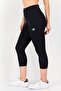 Women Fitted Fit Brand Logo Training Capri Tights, Black - 2