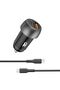 33W Power Delivery Dual Port Car Charger Combo with 60W Fast Charging USB-C cable