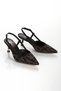 Black Women's Short Heel Stone-Embellished Evening Shoes and Bag Set - 6