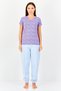 Rosaline x Women Crew Neck Allover Print Short Sleeve Sleepwear Top, Purple - 3