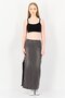 Women Washed Denim Midi Skirt, Grey - 3