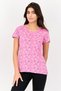 Women 2 Pcs Crew Neck Allover Print Short Sleeve Sleepwear Set, Multicolor