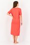 Women Crew Neck Graphic Print Sleeping Dress, Red - 2