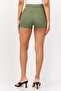 Women Solid Stretch Basic Shorts, Olive - 3
