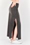 Women Washed Denim Midi Skirt, Grey - 2