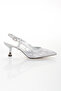 Silver Women's Short Heel Stone-Embellished Evening Shoes - 5