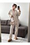Women's Waffle Kimono Cotton Pajama Set Belted Long Sleeve Relaxed Fit