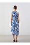 Lcwaikiki Classic Navy Blue Crew Neck Patterned Dress - 4