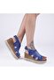 Jeanolog Denim Sandals Platform Wedge Heel Ankle Buckle - 4