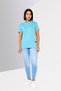 Women Crew Neck Short Sleeve Brand Logo Top, Powder Blue - 2