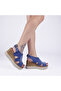 Jeanolog Denim Sandals Platform Wedge Heel Ankle Buckle - 2