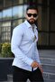 Slim Fit Lycra Blue Classic Men's Shirt - 2