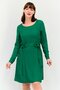 Women Solid Belted Midi Casual Dress, Green