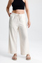 Linen Pants Cream Straight Cut - 5