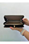 Black Cream Leopard Pattern Leather Women's Wallet Handbag with Phone Compartment Gold Detail - 5