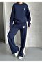 Navy Blue Tracksuit Set with Bird Logo - 2