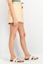 Women Drawstring Quilted Shorts, Tan - 3