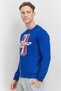 Men Sportswear Fit Crew Neck Brand Logo Long Sleeve Sweatshirt, Blue - 2