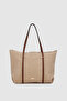 Velie Parachute Fabric Striped Shopper Bag Mink-Tan