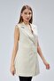 Women's Long Double Breasted Woven Vest - 5