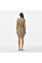 Women's Classic Fit Sleeveless Khaki Linen Blend Dress - 2