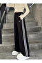 Double Stripe Ribbon Printed Women's Wide Leg Sweatpants - 4