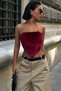 1631 Bordo Velvet Flexible Crop with Chain Strap - 4