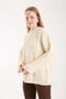 Thessaloniki Knitted Cream Oversize Knitwear Women's Long Sweater - 5