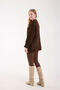 Bow Ribbon Detail Brown Oversize Women's Long Sweater - 4