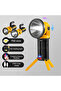 LED Spotlight Torch with 180° Rotating Head, Foldable Stand, Dual Control Buttons, Yellow and Black - 8
