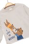 Unisex Children's 100% Cotton Thin Seasonal Long Sleeve Teddy Bear Patterned Light Gray Girls Boys T-Shirt - 4