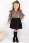 Girl's Leopard Patterned Long Sleeve Frilly Dress Bandana Set - 8